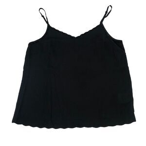 Le Lis Women’s Scalloped Hem Beaded Neckline Cami Tank Black Size Large